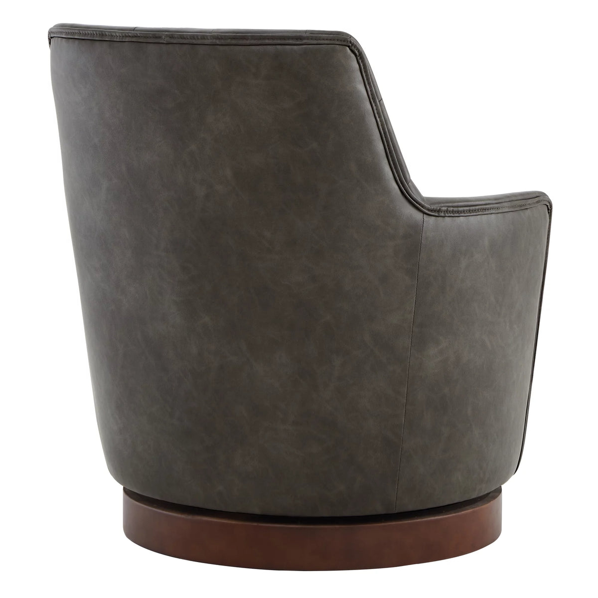 Dark Gray Faux Leather Swivel Barrel Accent Chair C752