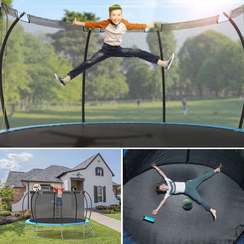 12 ft Trampoline with Enclosure and Basketball Hoop C739716