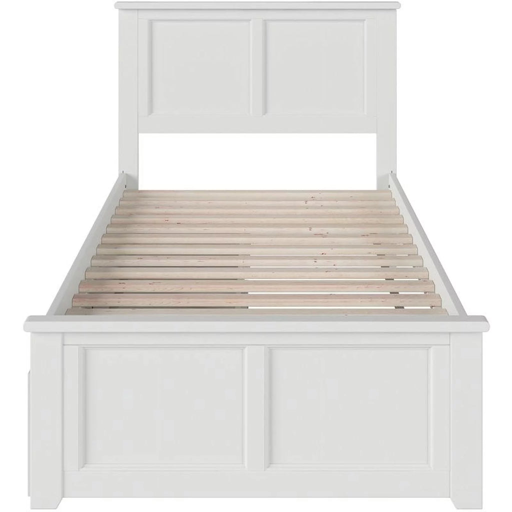 White Solid Wood Twin XL Storage Platform Bed L1688