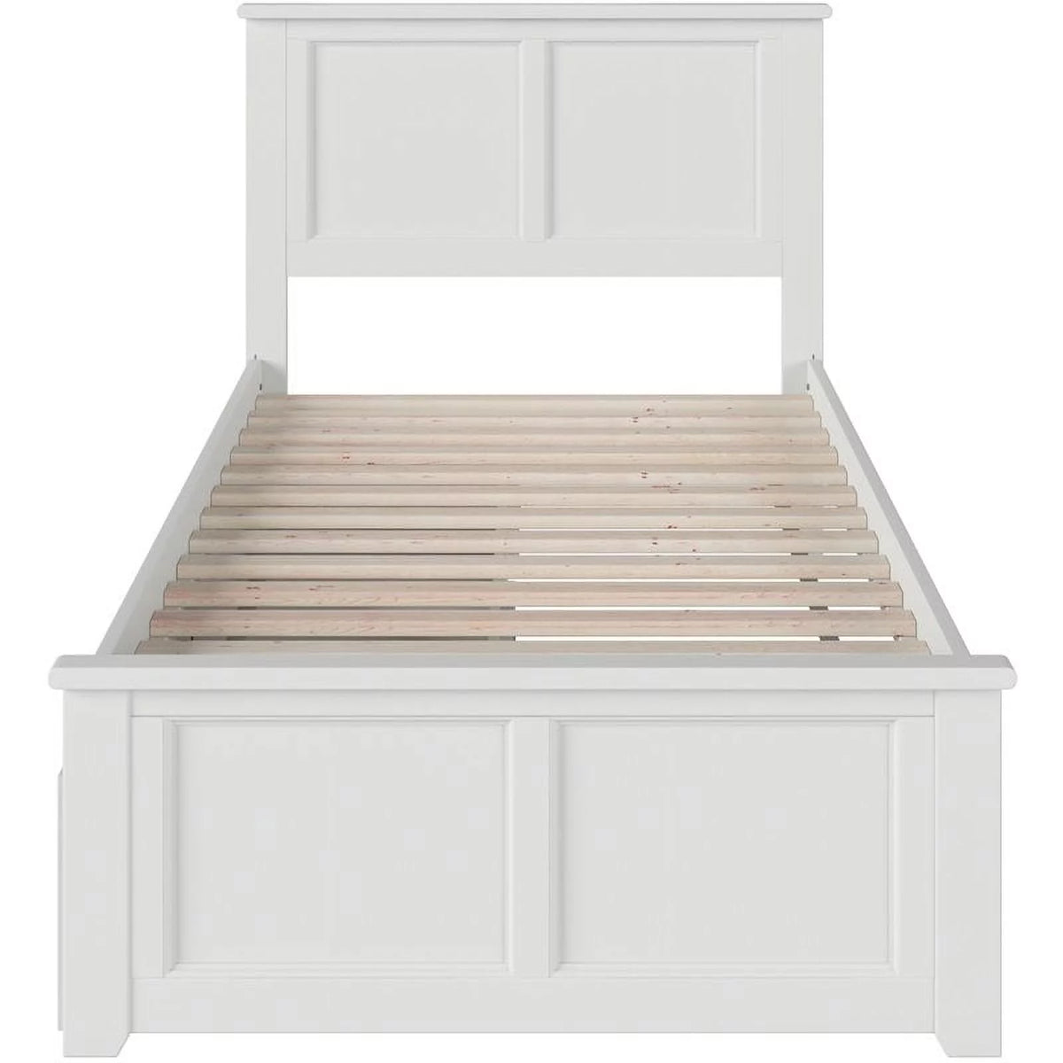 White Solid Wood Twin XL Storage Platform Bed L1688