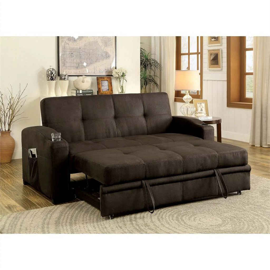 Brown Fabric Convertible Sofa Z366