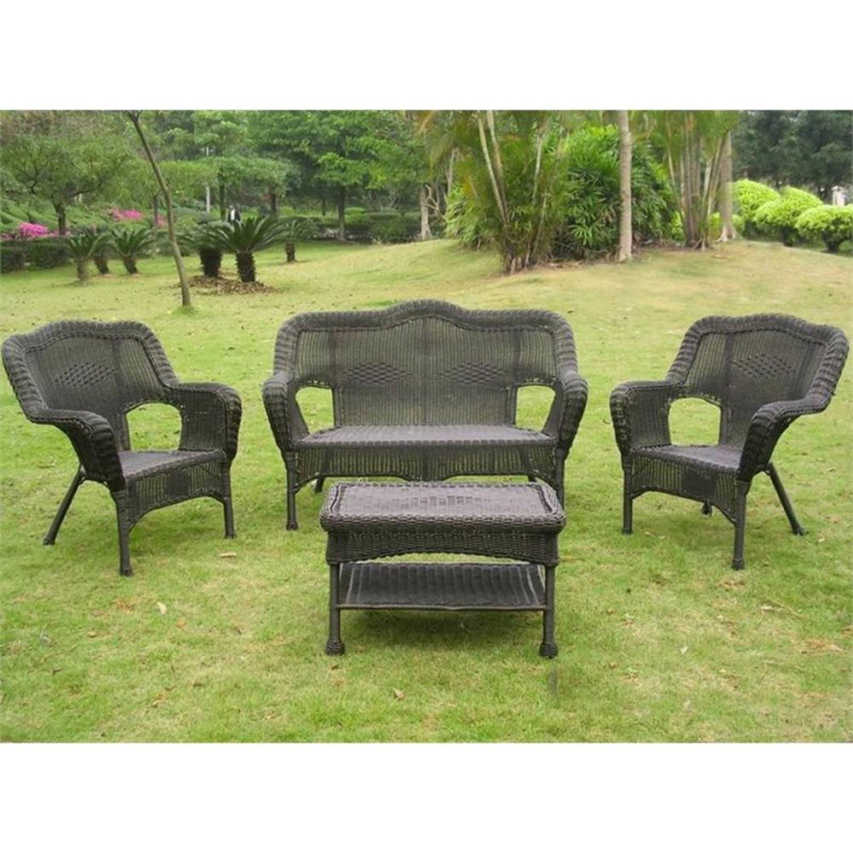 White 4 Piece Wicker Patio Sofa Set A641063
