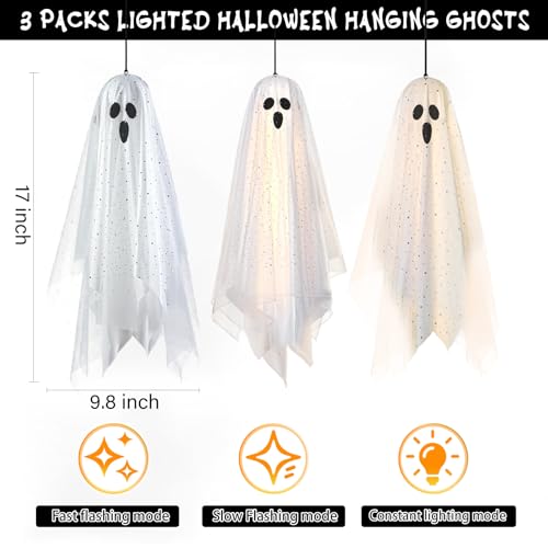 Light-up White Hanging Ghost Decorations P305