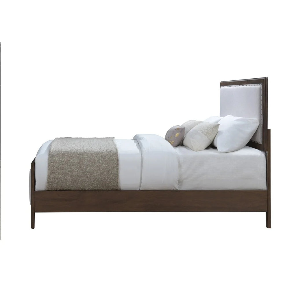 Natural Solid Wood Upholstered Adjustable Platform Bed Queen T631716