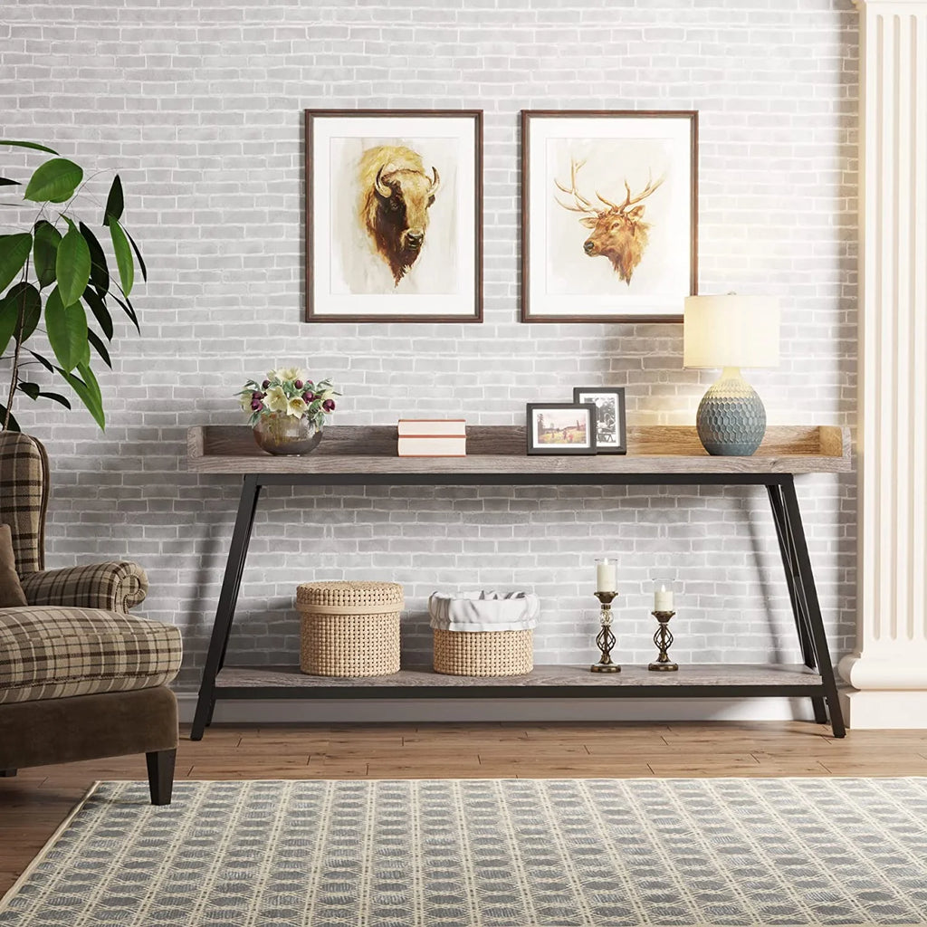 70.9 Inch Industrial Console Table Grey T265
