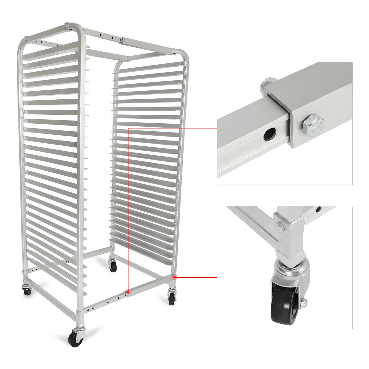 25 Tier Aluminum Bakery Rack with Lockable Wheels T14695