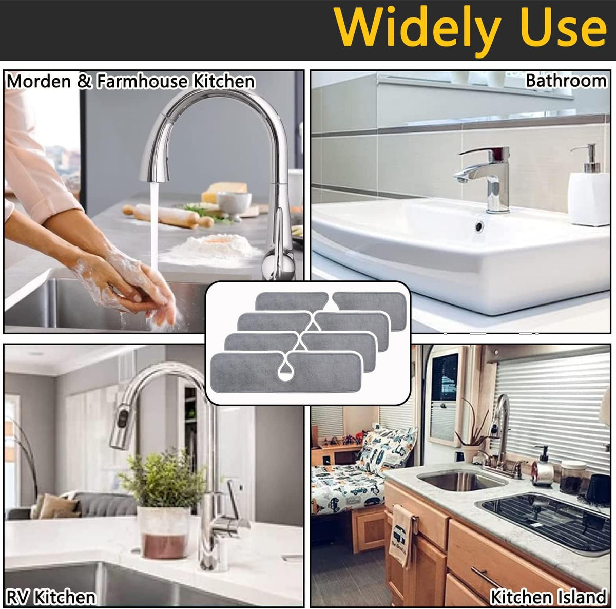 Absorbent Faucet Mat 24.8'' x 5.1'' 4 Pieces X770486