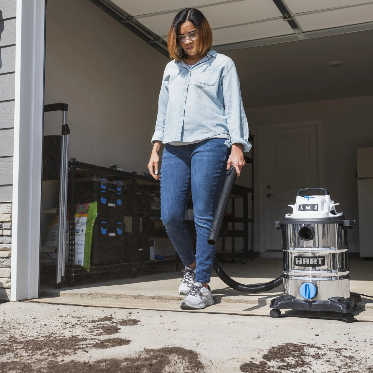 8 Gallon 6 Peak HP Stainless Steel Wet/Dry Vacuum N107