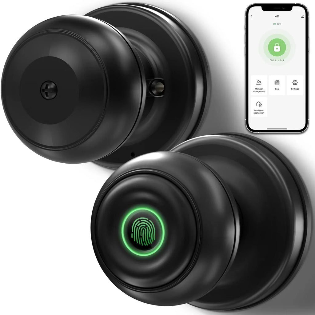 Smart Fingerprint Door Lock with App Control, Black F342