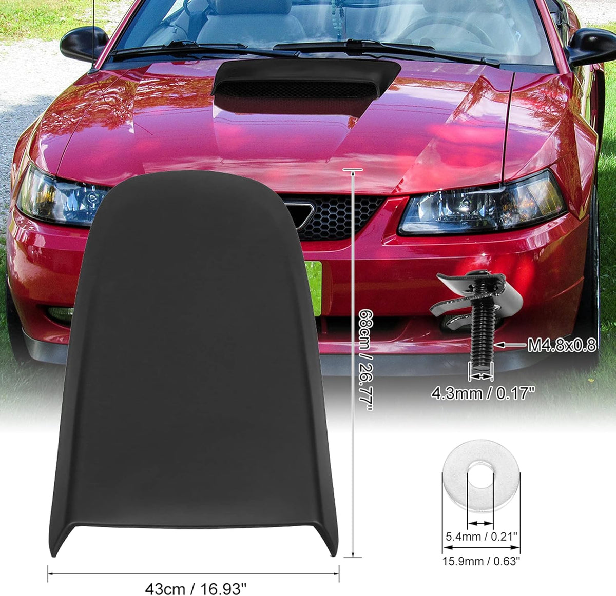 Matte Black Car Hood Scoops Ventilation for Mustang GT 2005-2014 Z5852