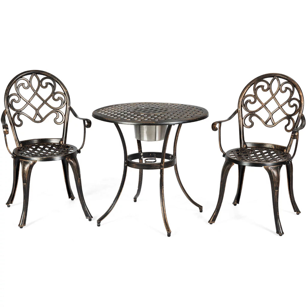 3 Pc Patio Dining Set with Ice Bucket T92343