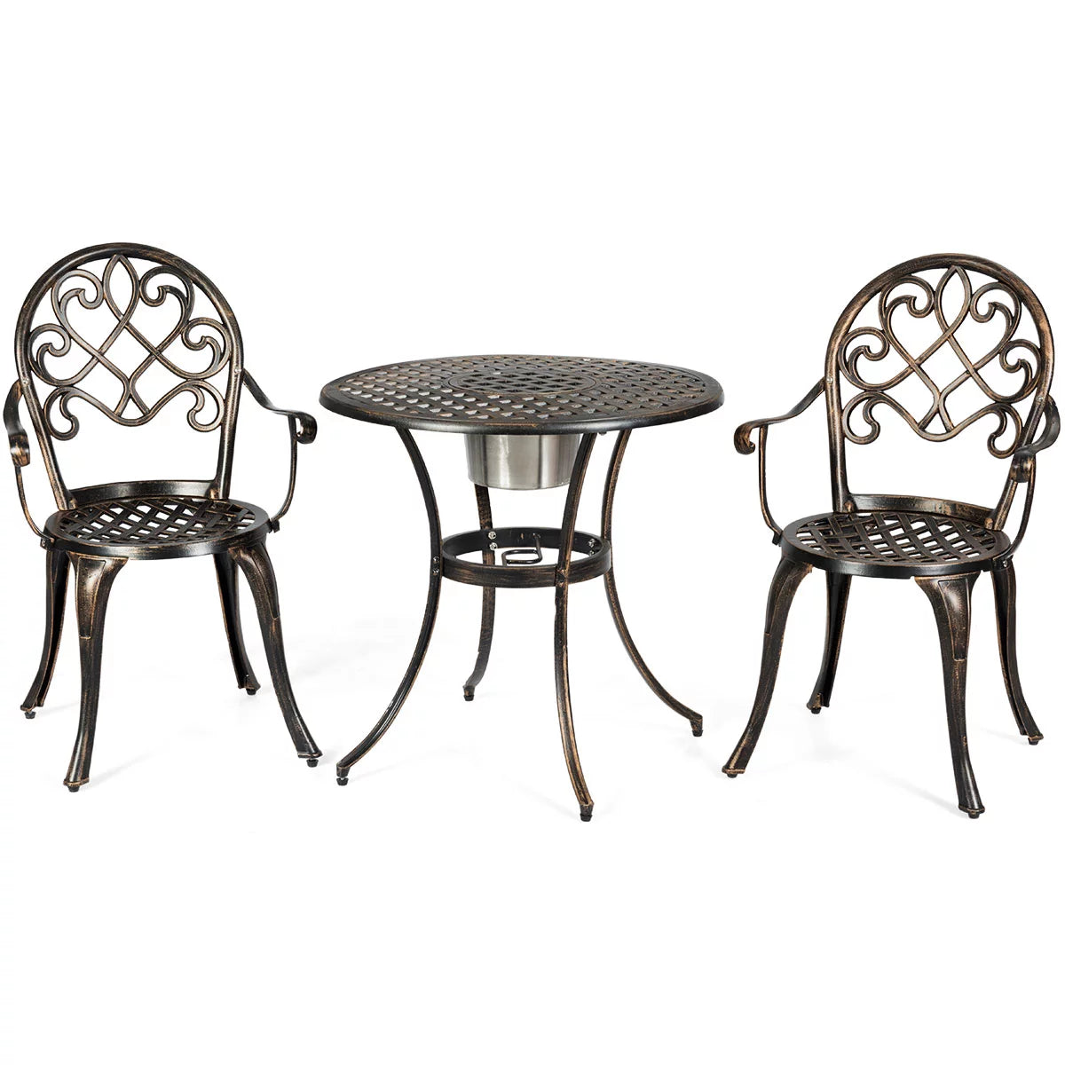 3 Pc Patio Dining Set with Ice Bucket T92343