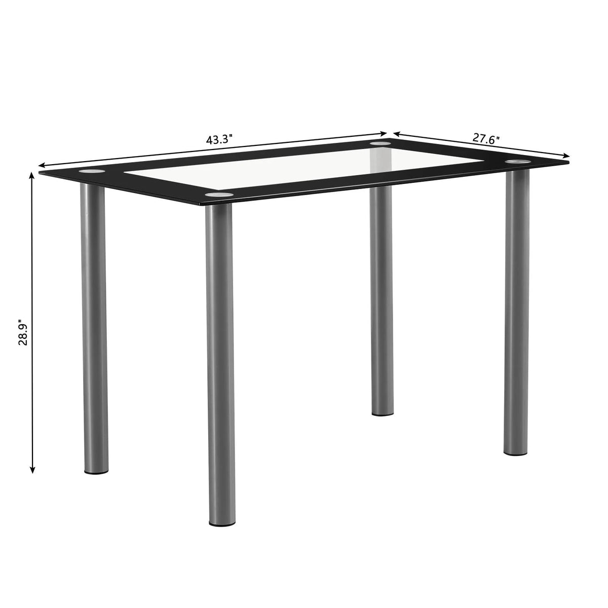 Transparent & Black Tempered Glass Dining Table Set with 4pcs Chairs R33781