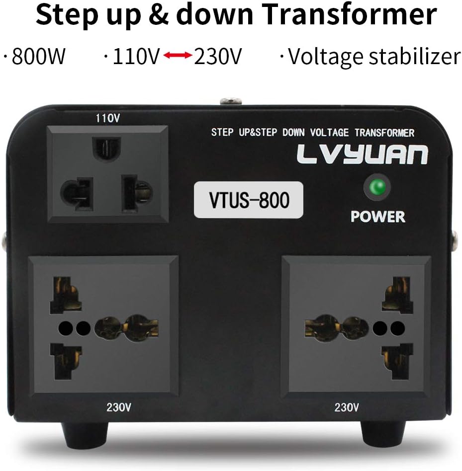 Voltage Transformer Converter 800 Watt Step Up/Down with 1 US Outlets, 2 Universal Outlets Pack of 2 K6651