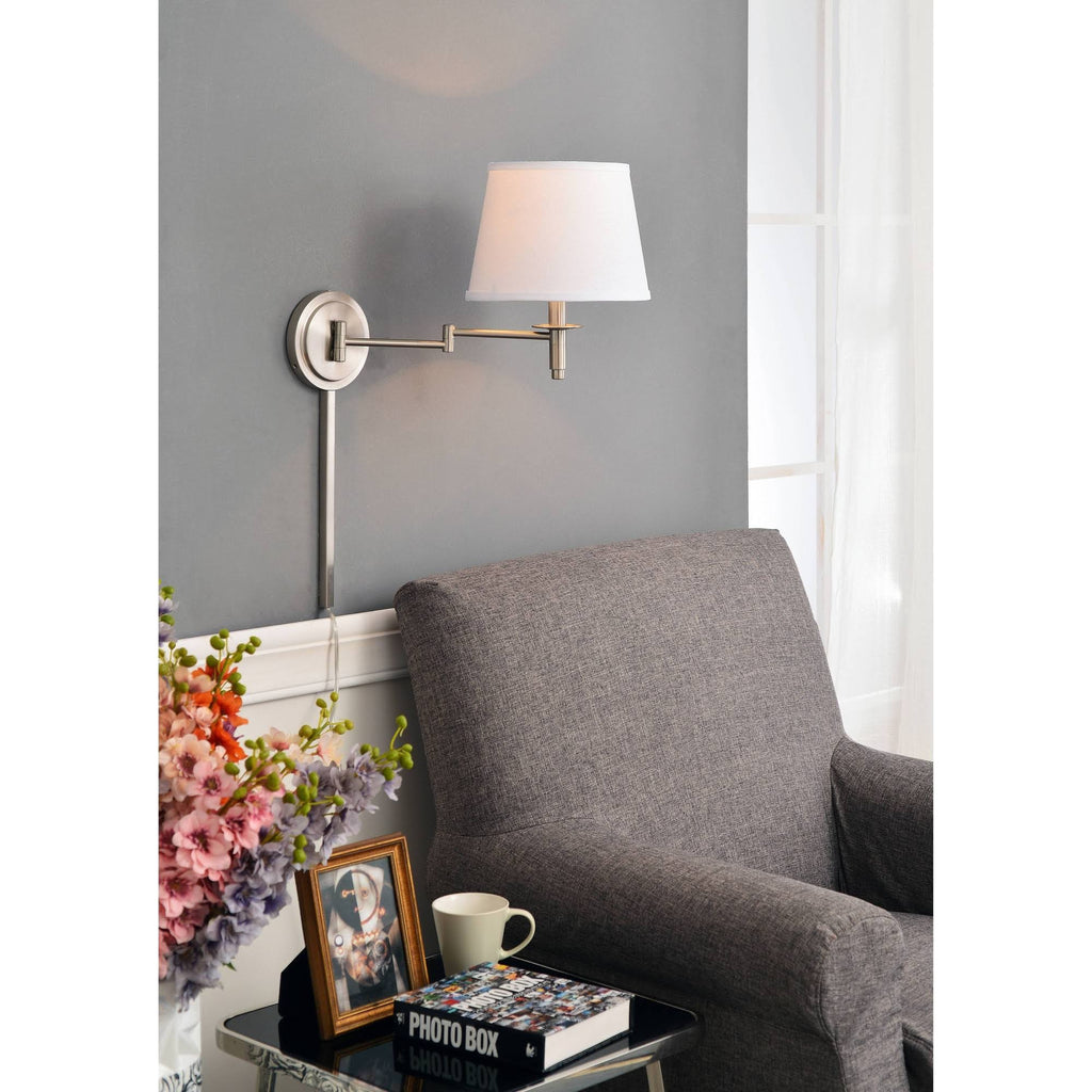 Brushed Steel Swing Arm Wall Lamp D9505