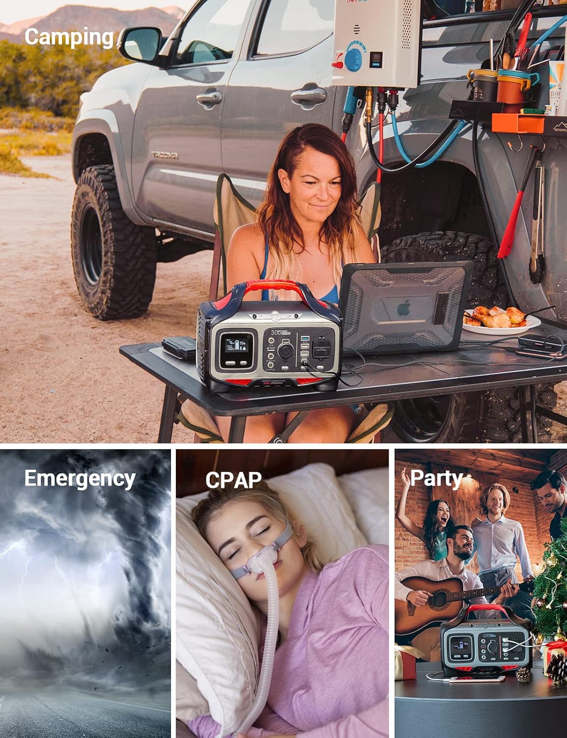 300W Portable Power Station, 280wh (78000mAh) Solar Generator with 110V Pure Sine Wave AC Outlet G64092