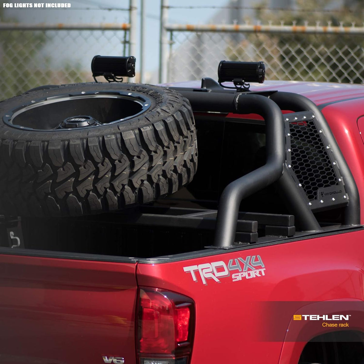 Matte Black Truck Bed Roll Bar with Tire Carrier E327