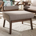Light Grey Walnut Brown Fabric Polyester Ottoman Pack of 2 G597