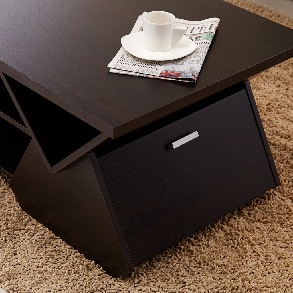 Espresso Wood Storage Coffee Table Q481