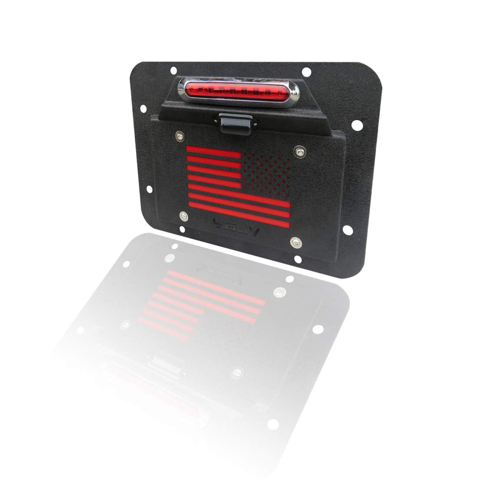 Spare Tire Delete License Plate Relocation Kit with Plate Light and Third Brake Light for Wrangler JK JKU Pack of 2 T94462