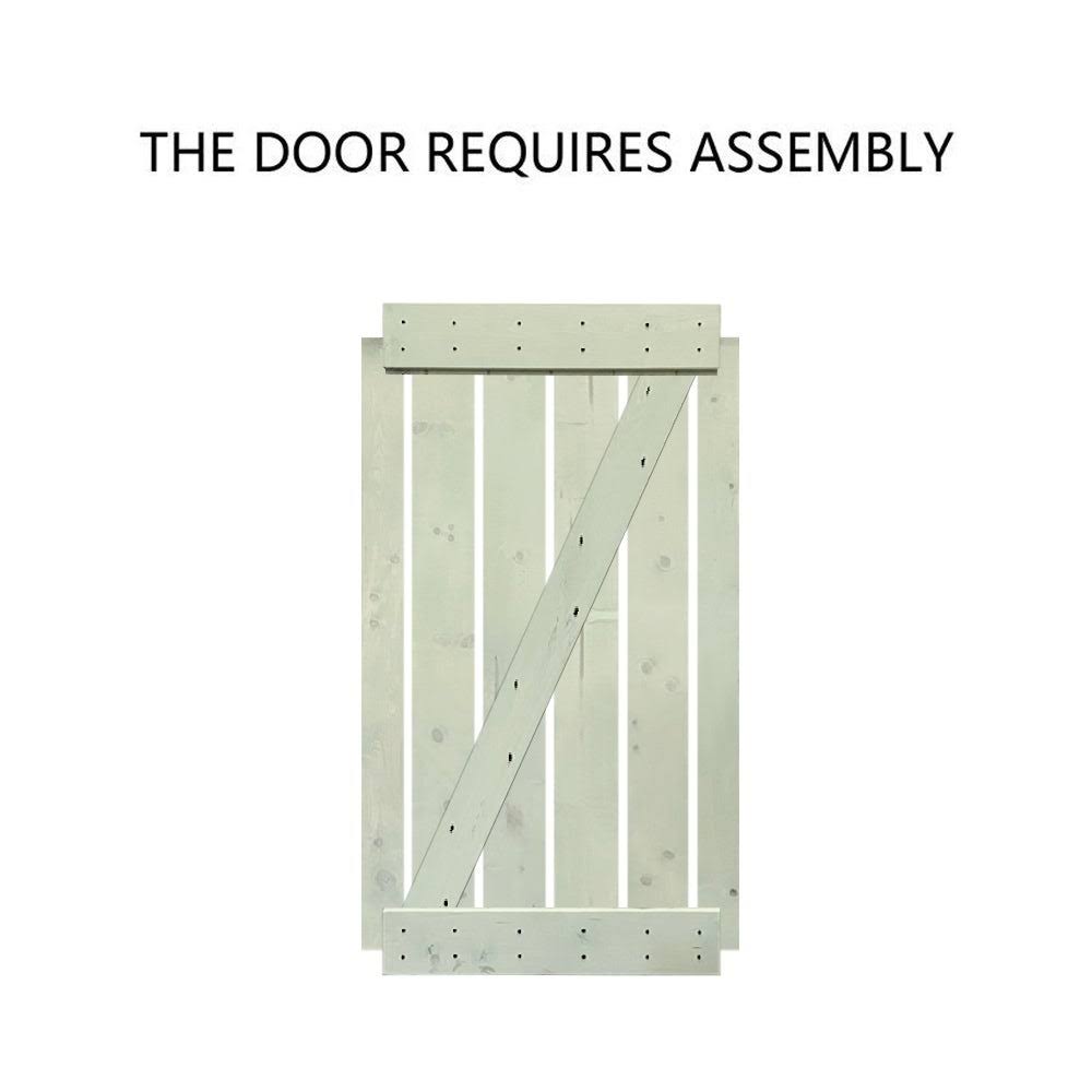 24 in. x 84 in. Brown Solid Knotty Pine Wood Interior Sliding Barn Door with Hardware Kit P49170