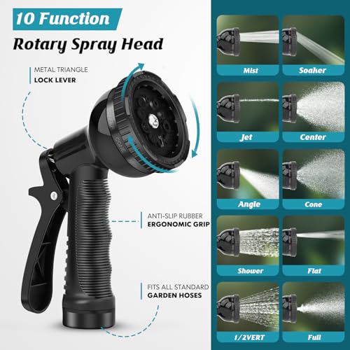 100ft Flexible Kink Free Garden Hose with 10 Function Nozzle A10026