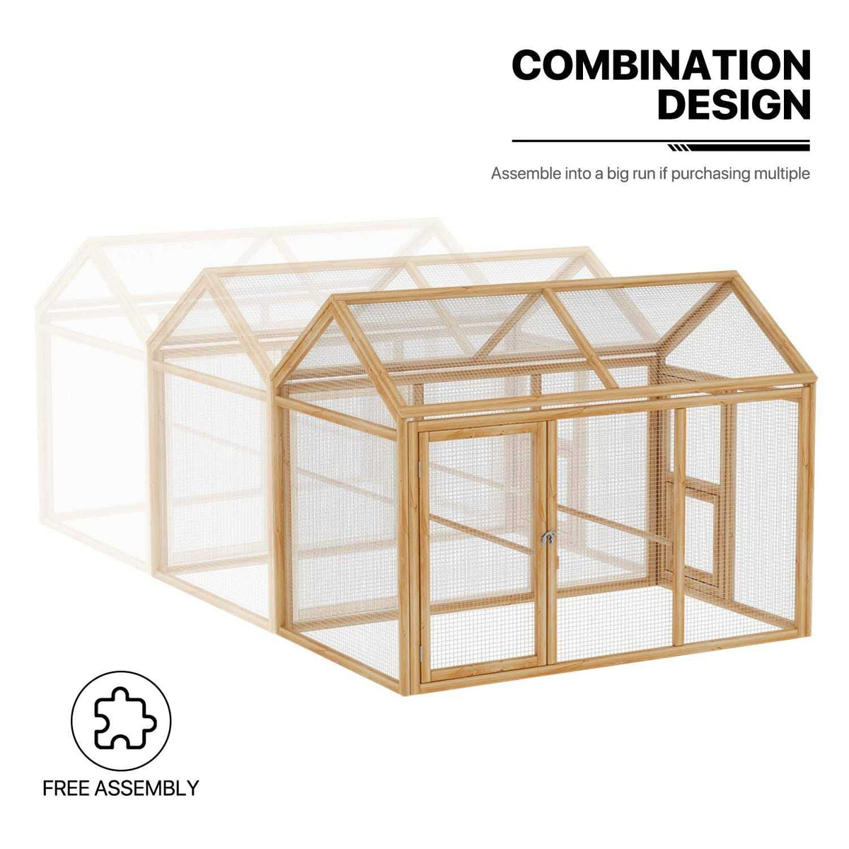 Large Outdoor Chicken Coop with Roosting Rods W478