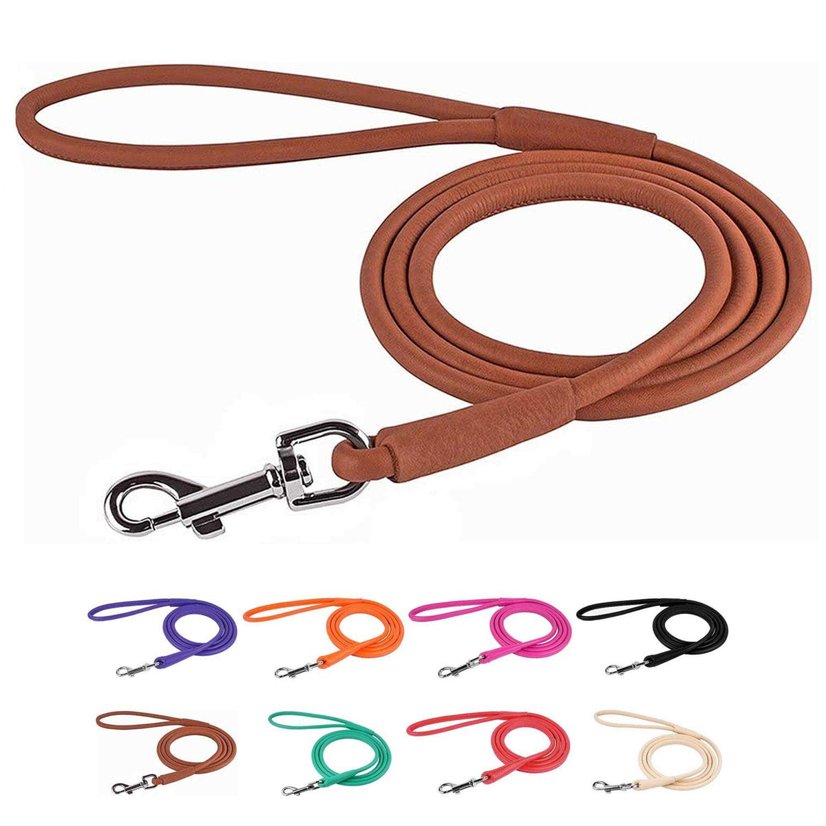 Rolled Leather Dog Leash Y46679