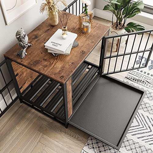 Metal and Wooden Dog Crate with 3 Doors Q873
