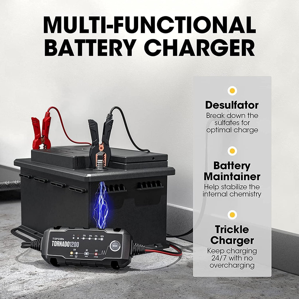 Car Battery Charger 4A/1A 6V/12V for Lead-Acid/Lithium ion Batteries K90315