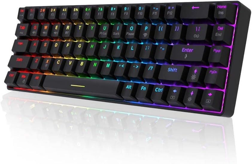68 Key 65% Hot Swappable Mechanical Keyboard, Blue Switch, Black F334