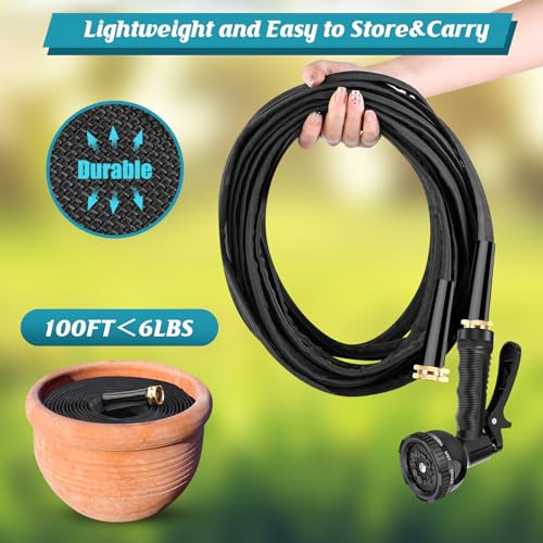 100ft Flexible Kink Free Garden Hose with 10 Function Nozzle A10026