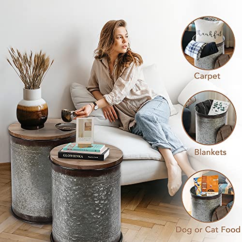 Galvanized Metal Storage Ottoman Side Table A84771