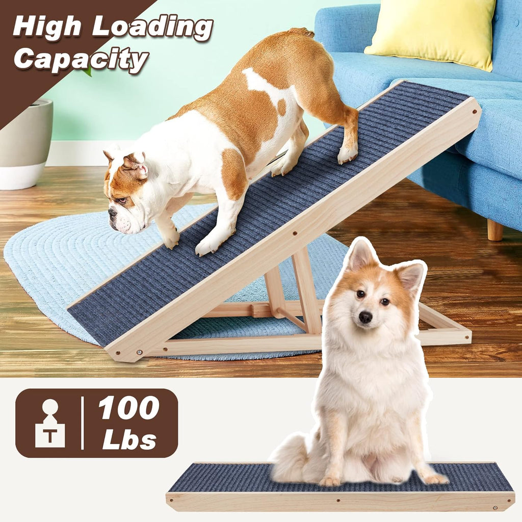 4-Layer Folding Wooden Pet Ramp with Paw Traction Mat, 39.4" Long, Pack of 2 U770