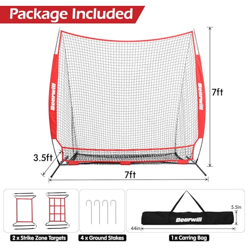 7x7ft Baseball Softball Pitching Net with Carry Bag G441