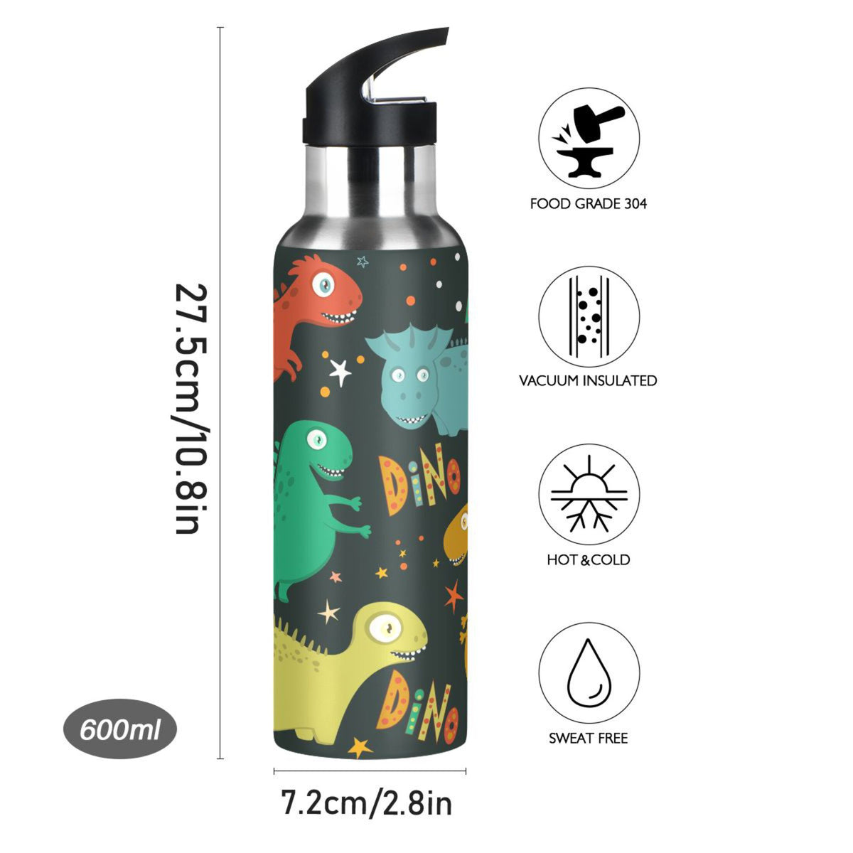 Stainless Steel Water Bottle with Straw Lid Vacuum Insulated 20 OZ N47310