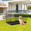 Black Folding Metal Wire Dog Crate with Double-Door J5313