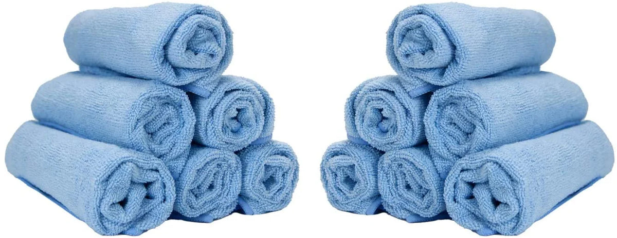 Blue Microfiber Hand Towels, Bulk Case of 180, 15x24 O486753