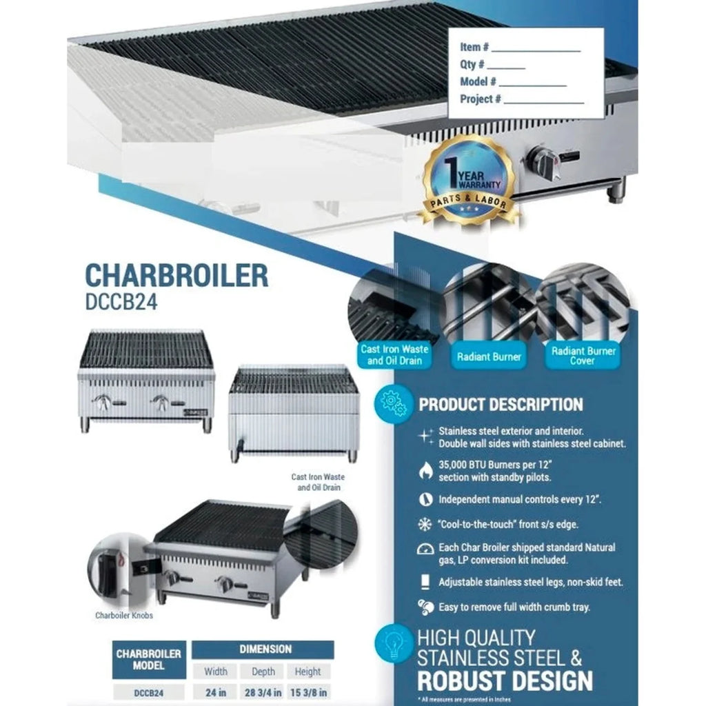 24 NG/LP Gas Countertop Charbroiler Z91242