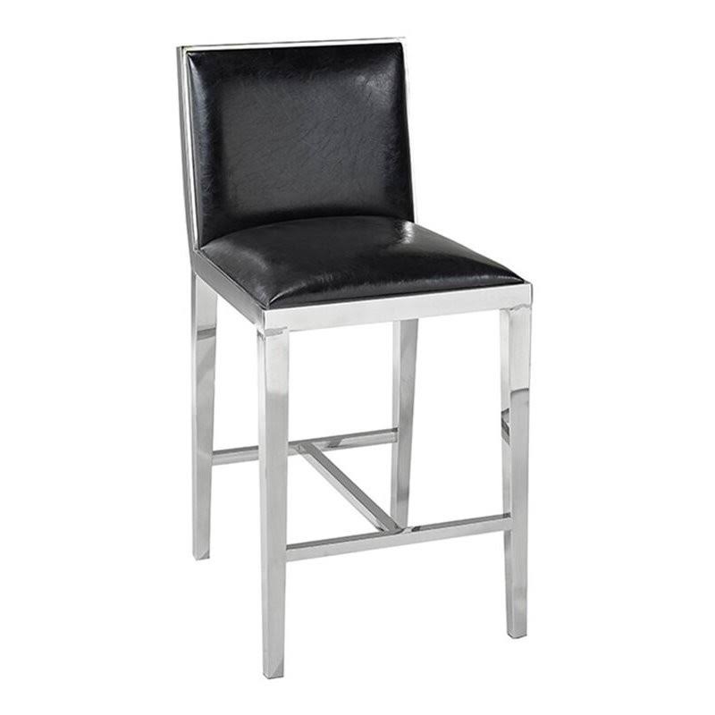 Faux Leather Counter Stool in Black V90145