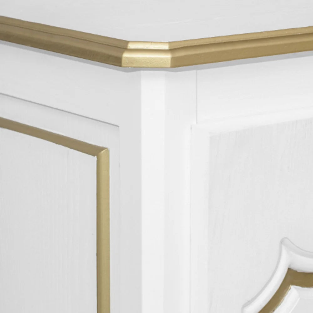 White Storage Cabinet with 2 Doors and Solid Wood Legs V77968