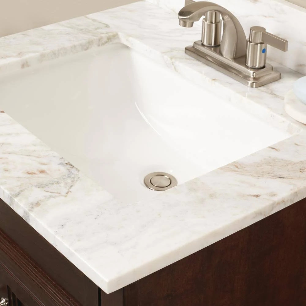 Marble Single Sink Vanity Top with White Sink S869638