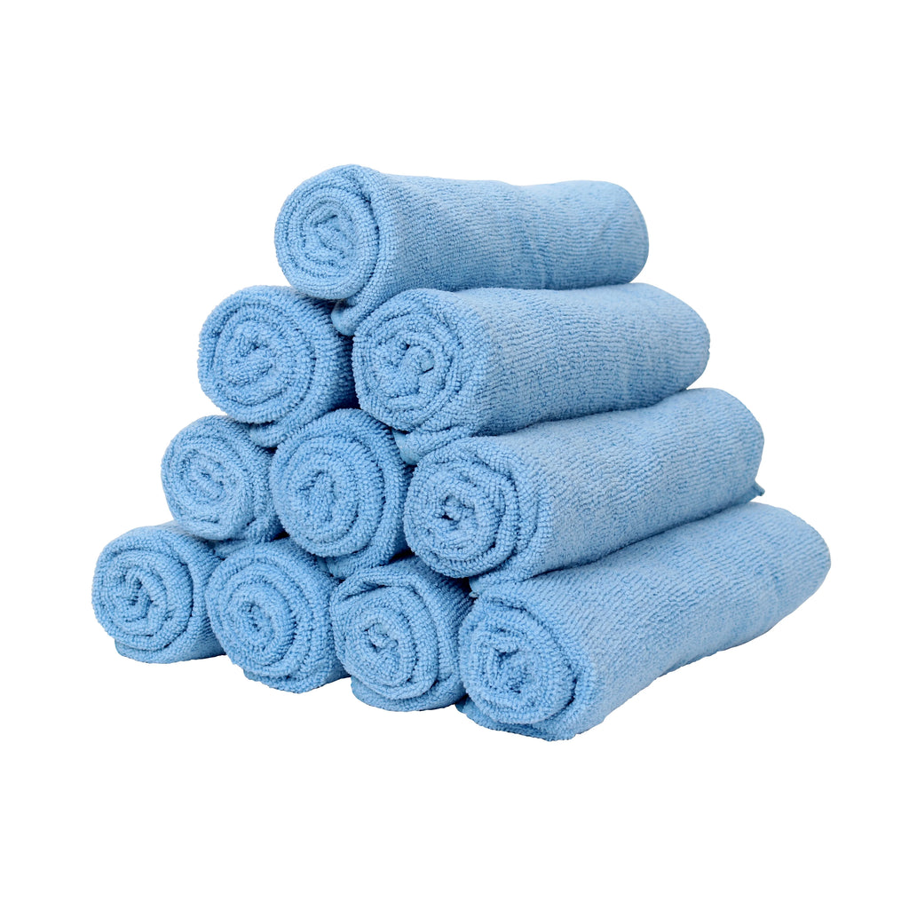Blue Microfiber Hand Towels, Bulk Case of 180, 15x24 O486753