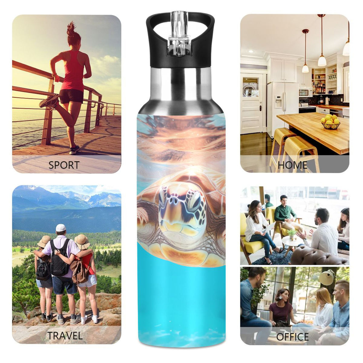 Insulated Stainless Steel Water Bottle with Straw Lid Leakproof 20 oz X799