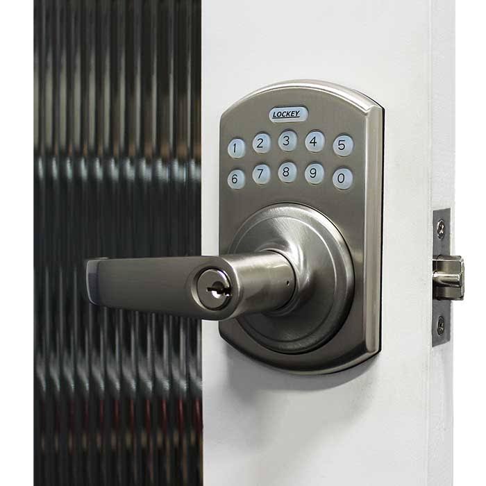 Bright Brass Electronic Lever Lock V69065