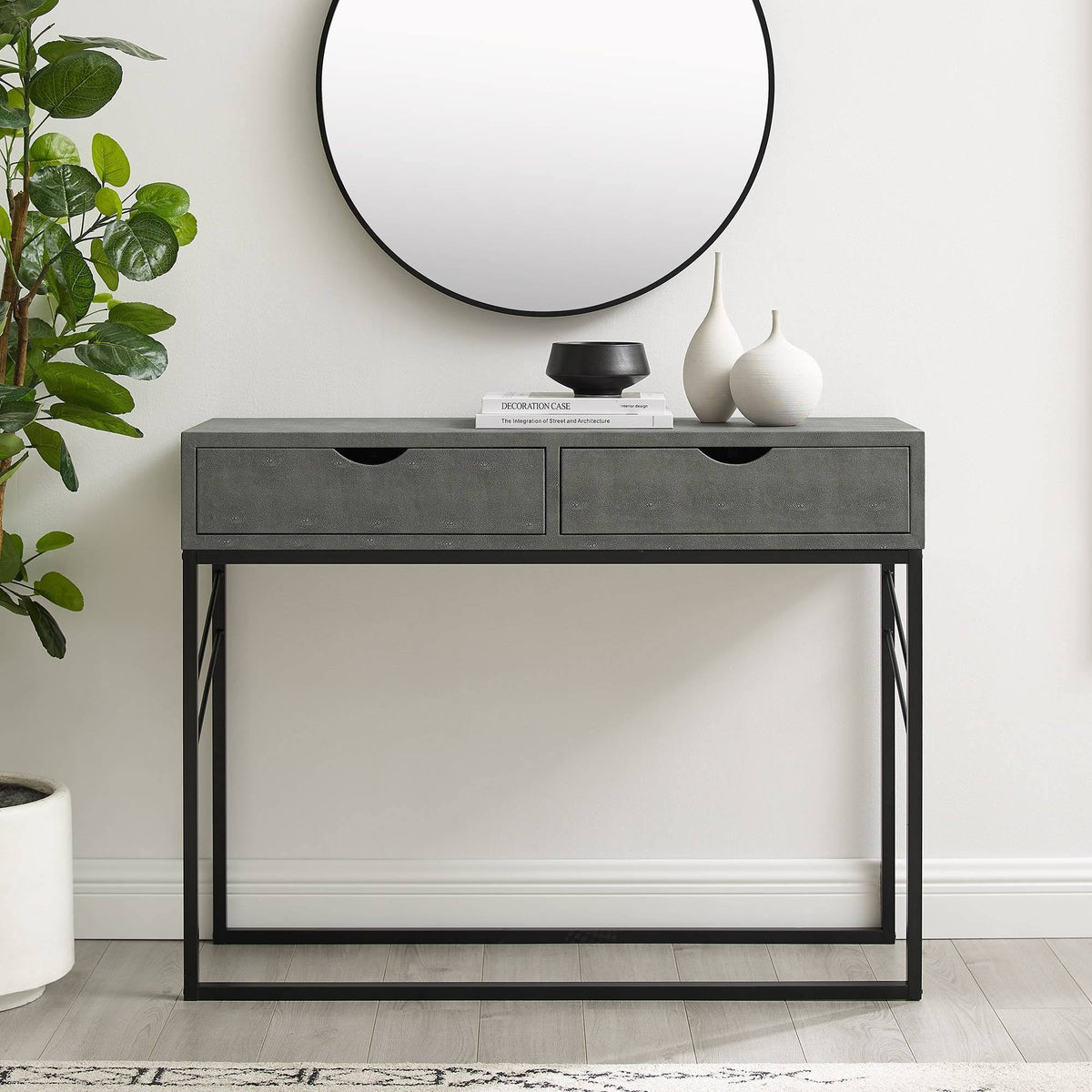 Gray 2 Drawer Entry Table V91608