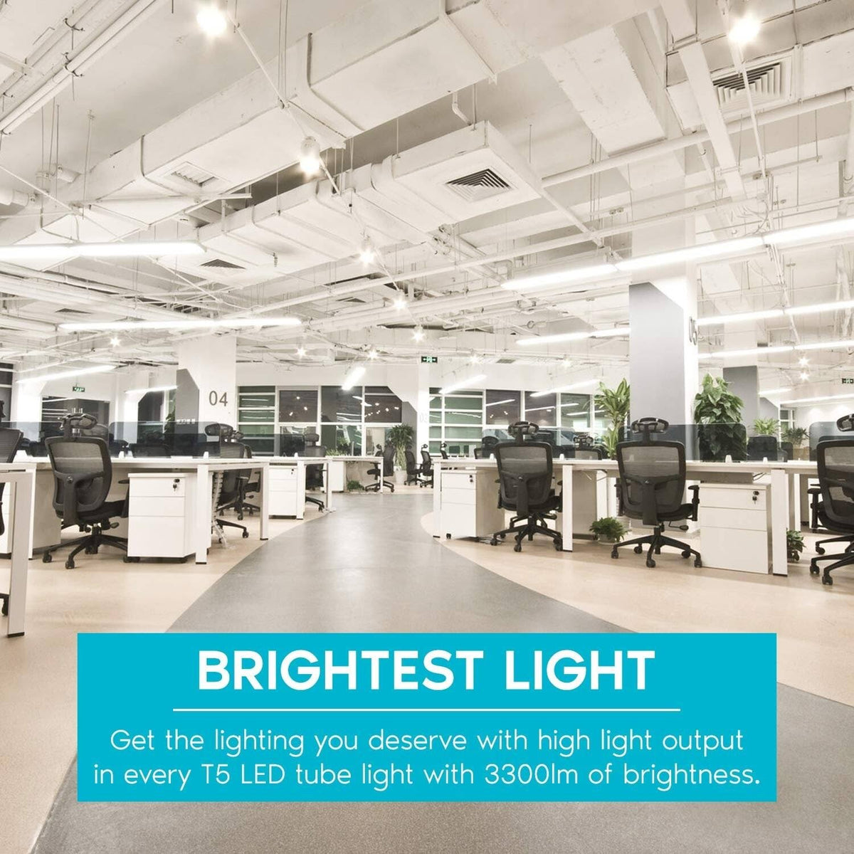 4ft LED Tube Light, T5 HO, 25W, 3500K Natural White, 3300 Lumens P3141