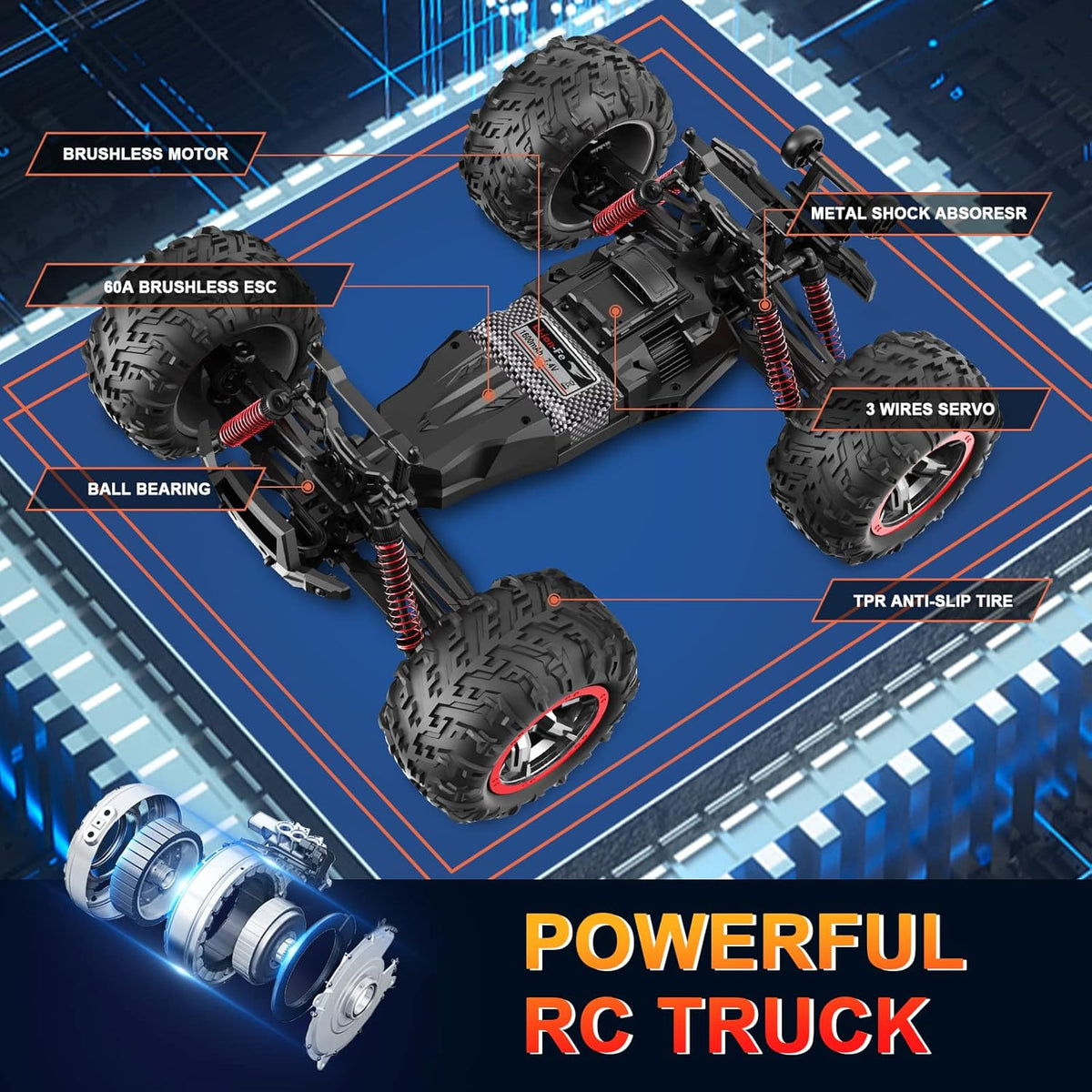 Remote Control Truck 1:10 Scale 4WD Off Road Monster Truck L4595