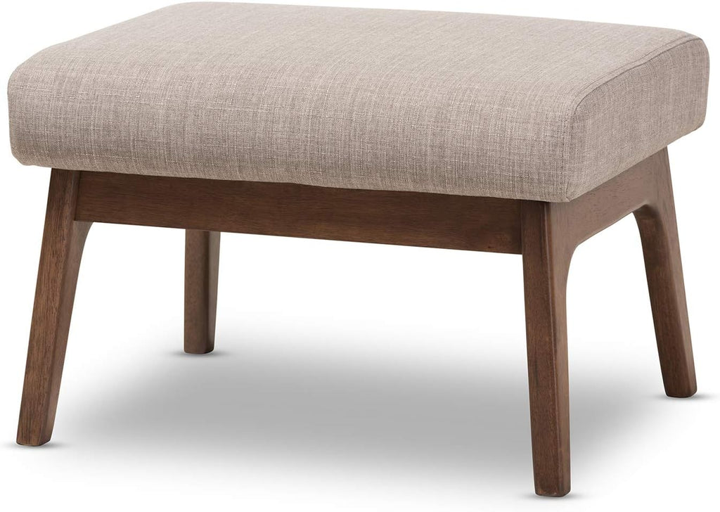 Light Grey Walnut Brown Fabric Polyester Ottoman Pack of 2 G597