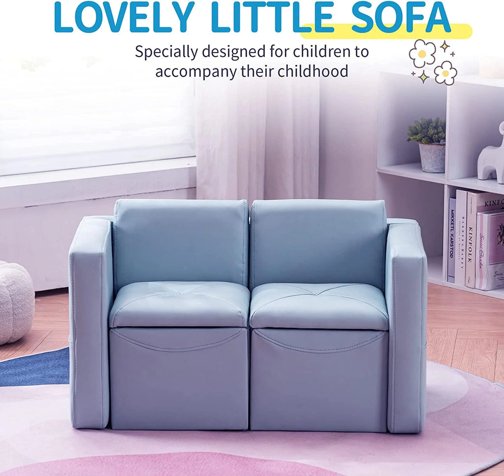 Kids 2-in-1 Sofa Convert to Table & 2 Chairs with Storage Box B580